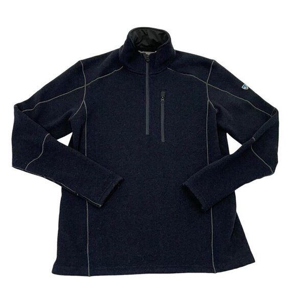 Kuhl 1/4 Zip Pullover Sweater Sweatshirt Pockets Navy Blue Men's size Medium - Picture 1 of 7